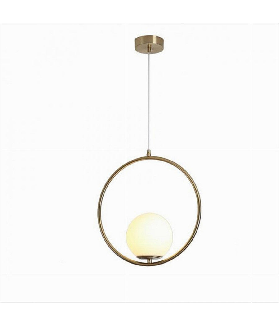 Lampadario A Sospensione Minimalista Lampada Metallo Bronzo Con Sfera Vetro G9 A97         