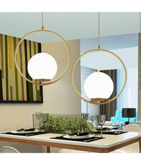 Lampadario A Sospensione Minimalista Lampada Metallo Bronzo Con Sfera Vetro G9 A97         