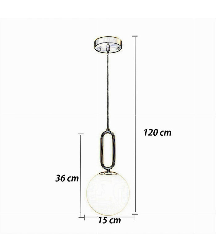 Lampadario A Sospensione Minimalista Ovale Metallo Bronzo Con Sfera Vetro G9 A96         