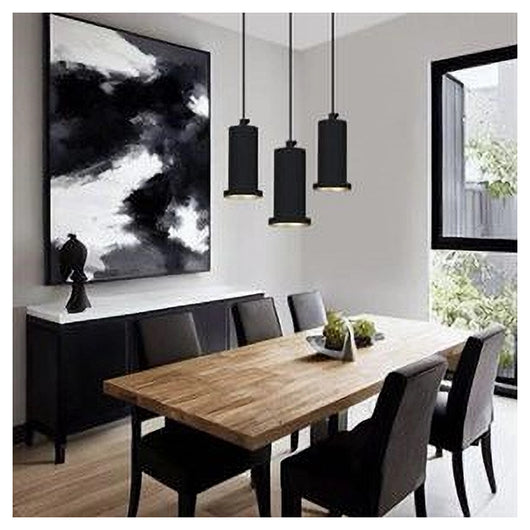 Trade Shop - Lampadario A Sospensione Moderna Contemporaneo Nero Oro Portalampada Pendente E27 33825         