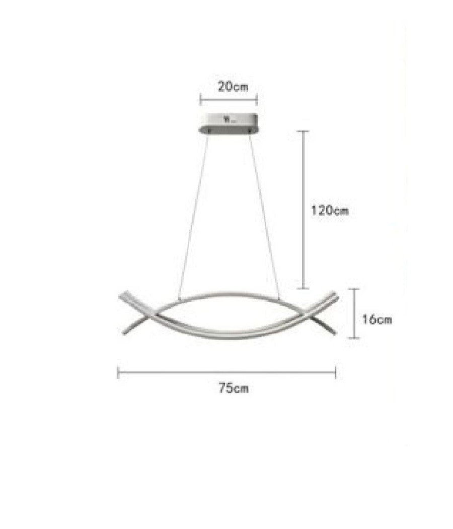 Lampadario A Sospensione Moderno 2 Linee Curve Incrociate Luce 4000k 6500k Lp-27         