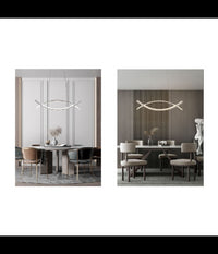 Lampadario A Sospensione Moderno 2 Linee Curve Incrociate Luce 4000k 6500k Lp-27         