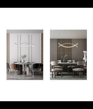 Lampadario A Sospensione Moderno 2 Linee Curve Incrociate Luce 4000k 6500k Lp-27         