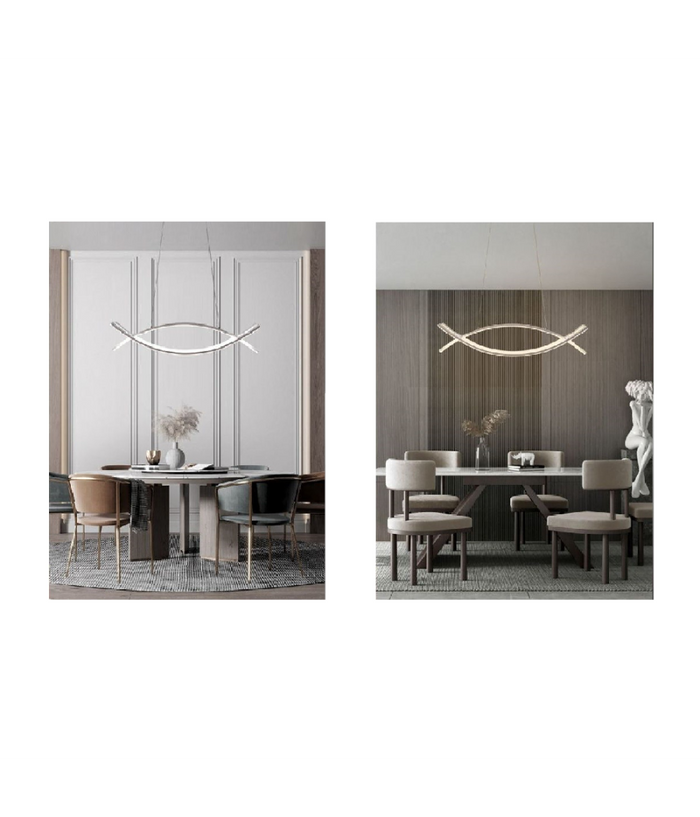 Lampadario A Sospensione Moderno 2 Linee Curve Incrociate Luce 4000k 6500k Lp-27         