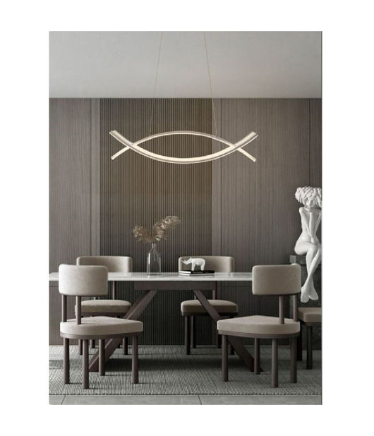 Lampadario A Sospensione Moderno 2 Linee Curve Incrociate Luce 4000k 6500k Lp-27  -bianco Naturale      -