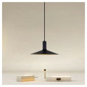 Trade Shop - Lampadario A Sospensione Moderno Con Paralume Conico In Ferro Nero Oro E27 33818         