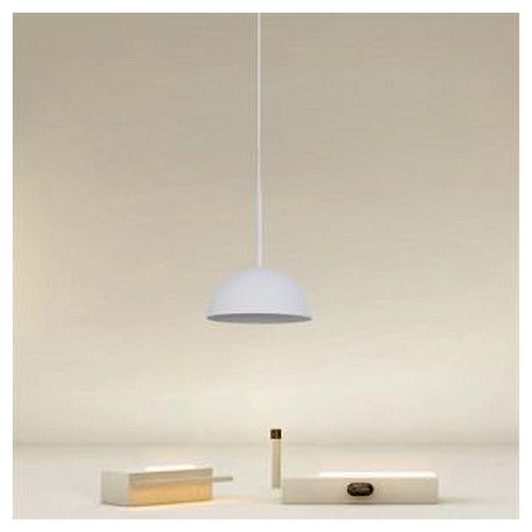 Trade Shop - Lampadario A Sospensione Moderno Con Paralume Cupola In Ferro Bianco E27 33764         