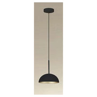 Trade Shop - Lampadario A Sospensione Moderno Con Paralume Cupola In Ferro Nero Oro E27 33771         