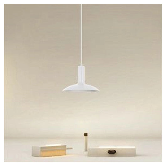 Trade Shop - Lampadario A Sospensione Moderno Con Paralume Semisfera In Ferro Bianco E27 33788         
