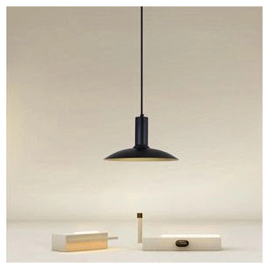 Trade Shop - Lampadario A Sospensione Moderno Con Paralume Semisfera In Ferro Nero Oro E27 33795         