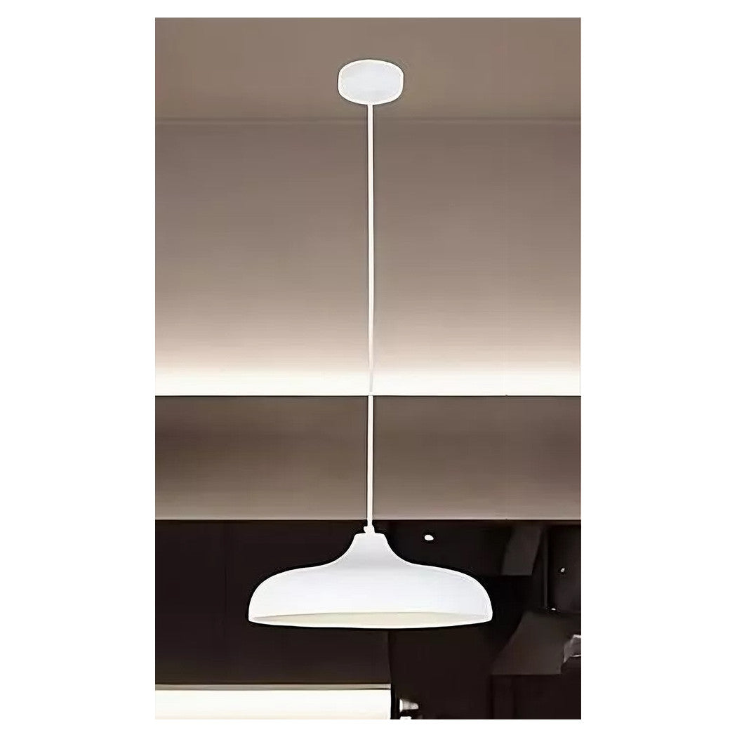 Trade Shop - Lampadario A Sospensione Moderno Contemporaneo E27 Paralume Ferro Cupola Bianco 33344         
