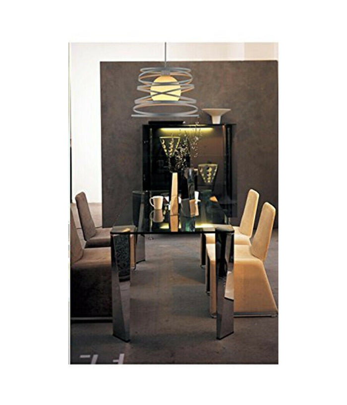 Lampadario A Sospensione Moderno Paralume Metallo A Vortice Traforato Bianco A08         