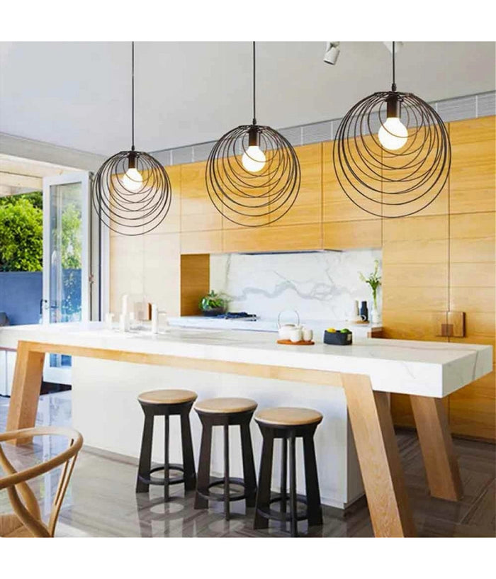 Lampadario A Sospensione Nero E27 Lampada Geometrica Da Soffitto Decorativa B86         