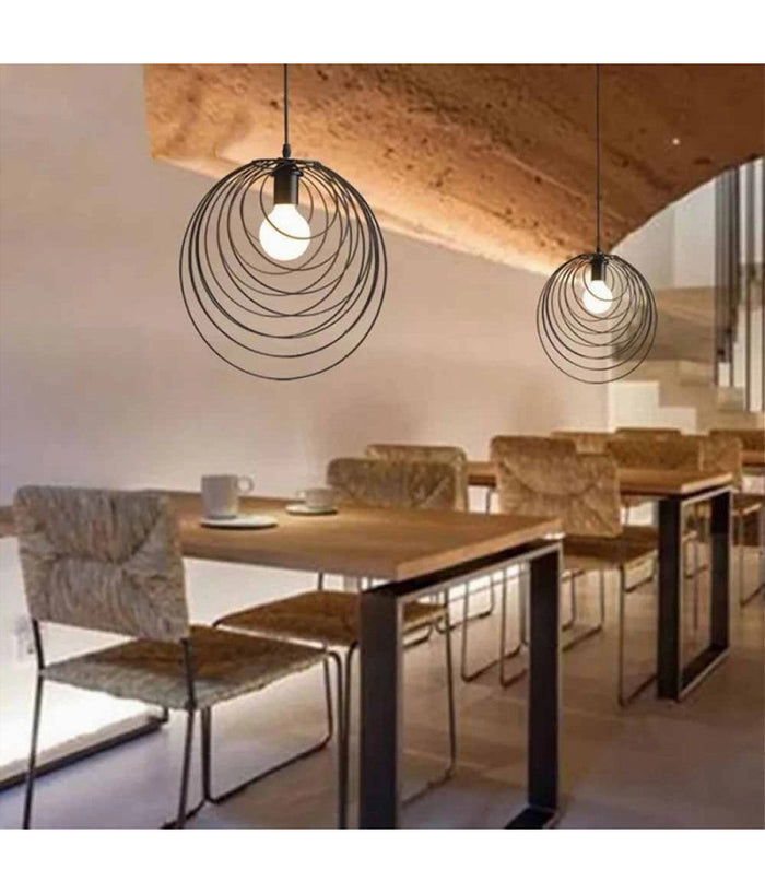 Lampadario A Sospensione Nero E27 Lampada Geometrica Da Soffitto Decorativa B86         