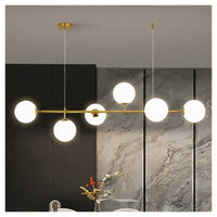 Trade Shop - Lampadario A Sospensione Oro Con 6 Sfere Bolle Bianche In Vetro Attacco G9 33726         