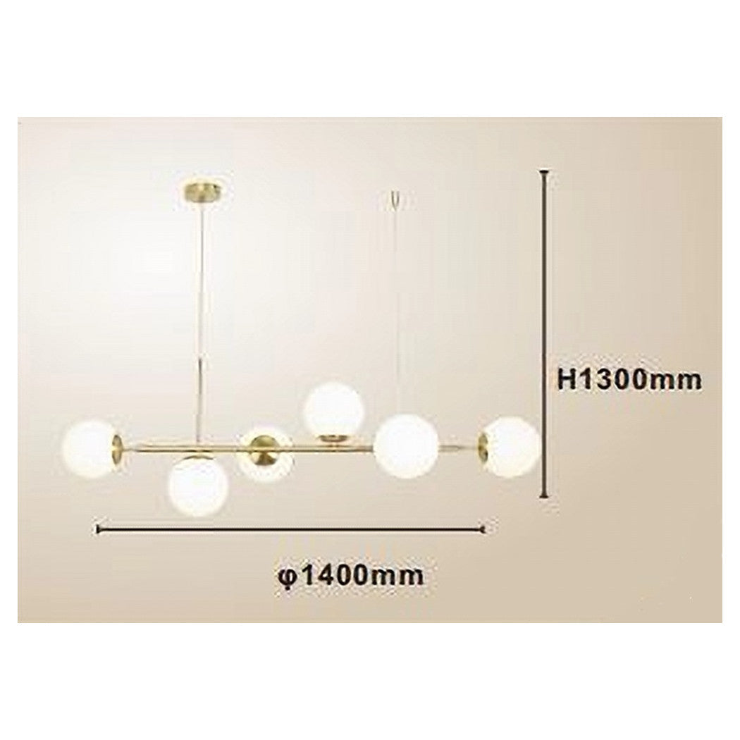 Trade Shop - Lampadario A Sospensione Oro Con 6 Sfere Bolle Bianche In Vetro Attacco G9 33726         