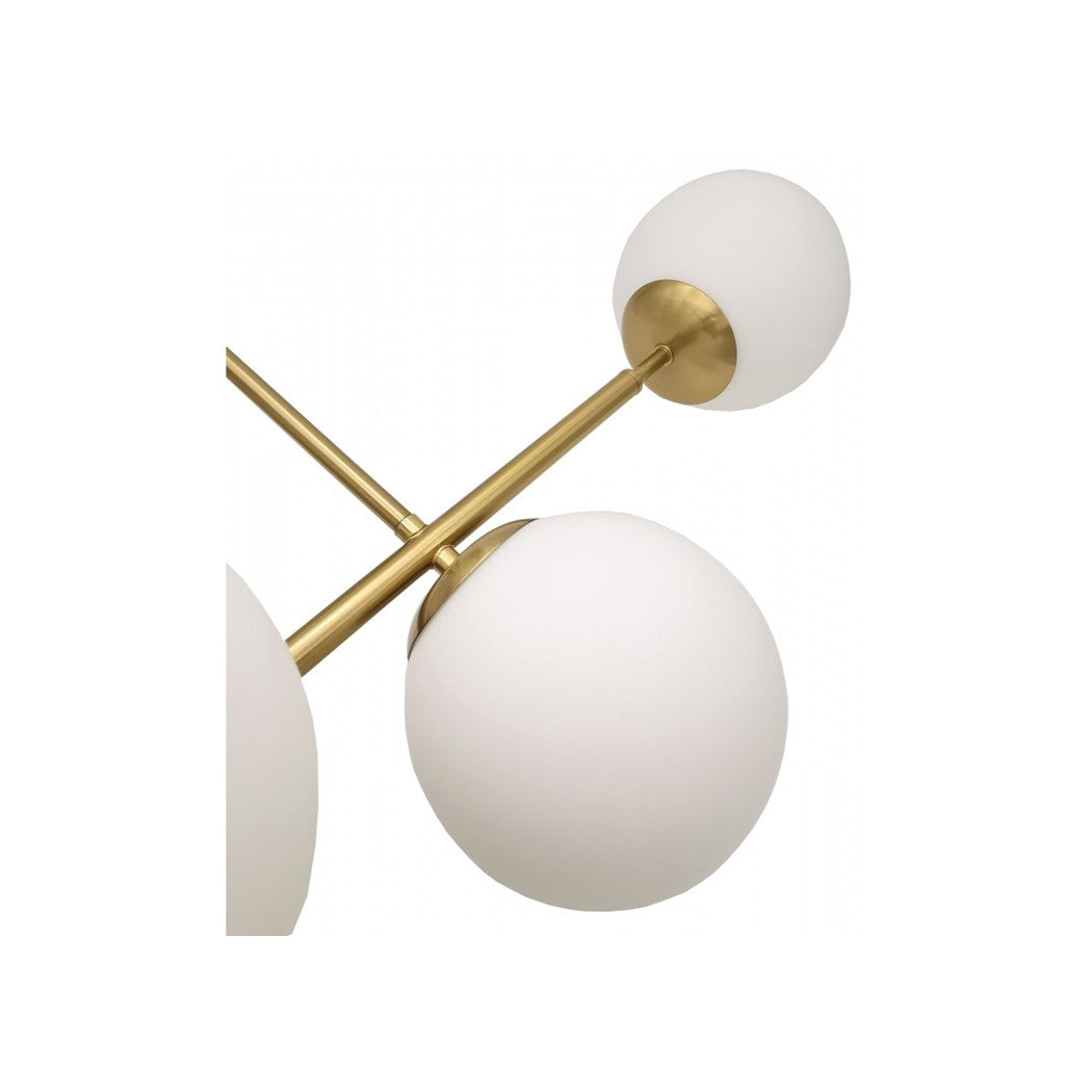 Trade Shop - Lampadario A Sospensione Oro Con 6 Sfere Bolle Bianche In Vetro Attacco G9 33726         