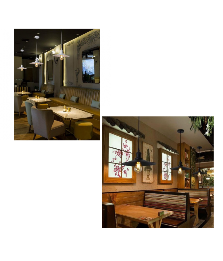 Lampadario A Sospensione Retrò Design Vintage Struttura In Metallo E27 A42         