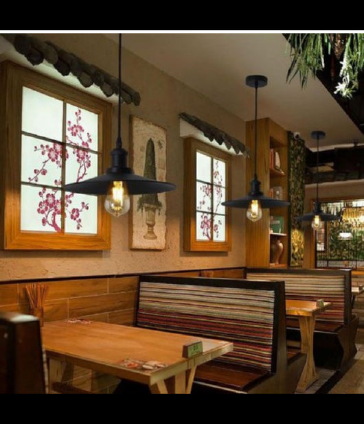 Lampadario A Sospensione Retrò Design Vintage Struttura In Metallo E27 A42  Nero       