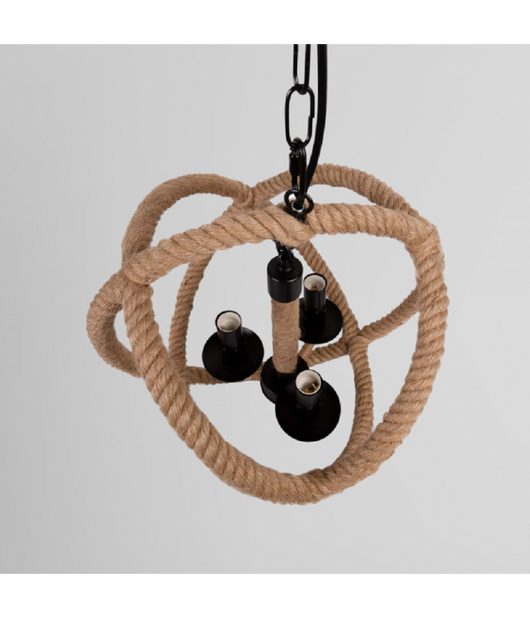 Lampadario A Sospensione Rustico Industriale E14 Sfera In Corda Metallo B55-3         