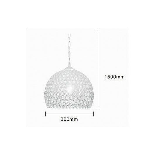 Trade Shop - Lampadario A Sospensione Semi Sfera Argento Cupola Cristalli Incastrati E27 32965 -