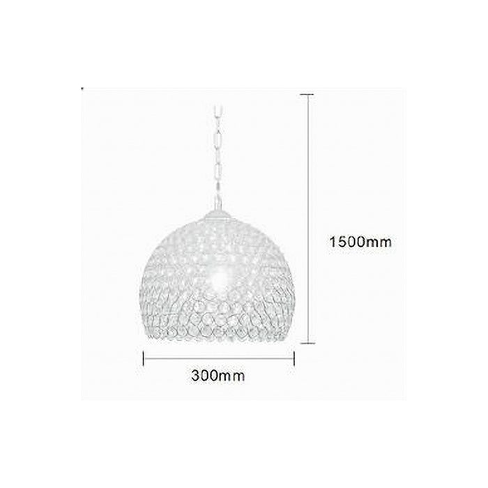 Trade Shop - Lampadario A Sospensione Semi Sfera Argento Cupola Cristalli Incastrati E27 32965 -