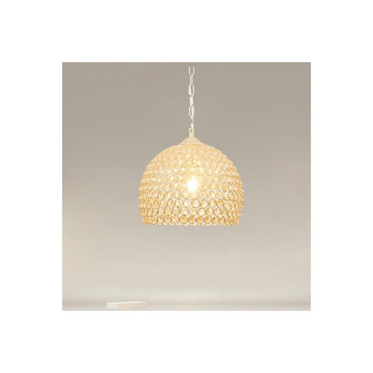 Trade Shop - Lampadario A Sospensione Semi Sfera Oro Cupola Con Cristalli Incastrati E27 32958 -