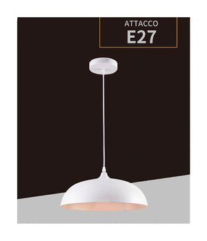 Lampadario A Sospensione Soffitto E27 Ferro Paralume Moderno Elegante Cupola B90  Bianco       