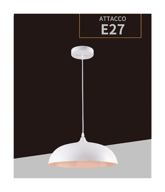 Lampadario A Sospensione Soffitto E27 Ferro Paralume Moderno Elegante Cupola B90  Bianco       