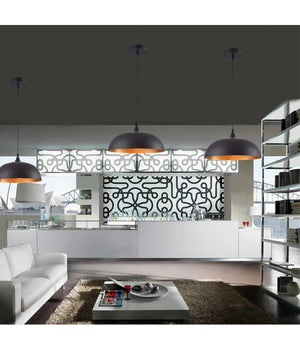 Lampadario A Sospensione Soffitto E27 Ferro Paralume Moderno Elegante Cupola B90  Nero       