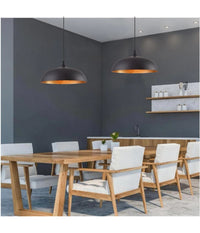 Lampadario A Sospensione Soffitto E27 Ferro Paralume Moderno Elegante Cupola B90  Nero       