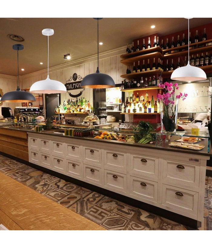 Lampadario A Sospensione Soffitto E27 Ferro Paralume Moderno Elegante Cupola B90  Bianco       