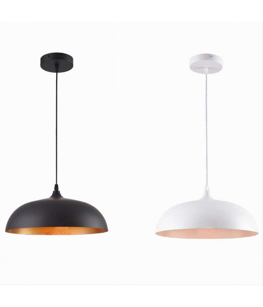 Lampadario A Sospensione Soffitto E27 Ferro Paralume Moderno Elegante Cupola B90         
