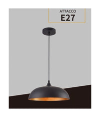 Lampadario A Sospensione Soffitto E27 Ferro Paralume Moderno Elegante Cupola B90         