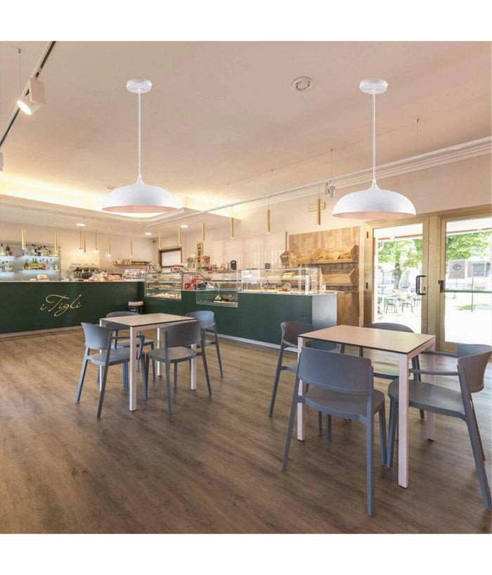 Lampadario A Sospensione Soffitto E27 Ferro Paralume Moderno Elegante Cupola B90  Bianco       