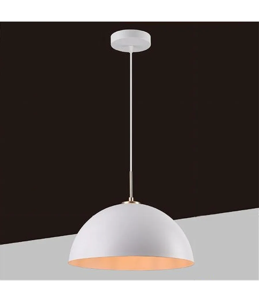 Trade Shop - Lampadario A Sospensione Soffitto E27 Paralume Cupola In Ferro Elegante Ip20 B92 - Bianco