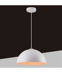 Trade Shop - Lampadario A Sospensione Soffitto E27 Paralume Cupola In Ferro Elegante Ip20 B92 - Bianco