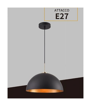 Trade Shop - Lampadario A Sospensione Soffitto E27 Paralume Cupola In Ferro Elegante Ip20 B92 - Nero