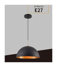 Lampadario A Sospensione Soffitto E27 Paralume Cupola In Ferro Elegante Ip20 B92         