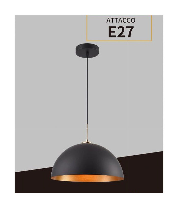 Lampadario A Sospensione Soffitto E27 Paralume Cupola In Ferro Elegante Ip20 B92         
