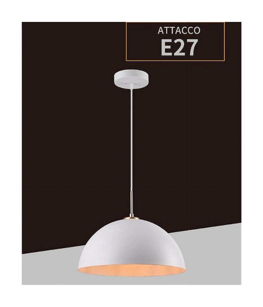 Lampadario A Sospensione Soffitto E27 Paralume Cupola In Ferro Elegante Ip20 B92         