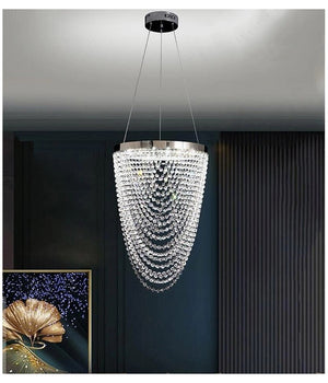 Lampadario A Sospensione Soffitto Led 35w Moderno Cristalli Luce Fredda 6500k B75         