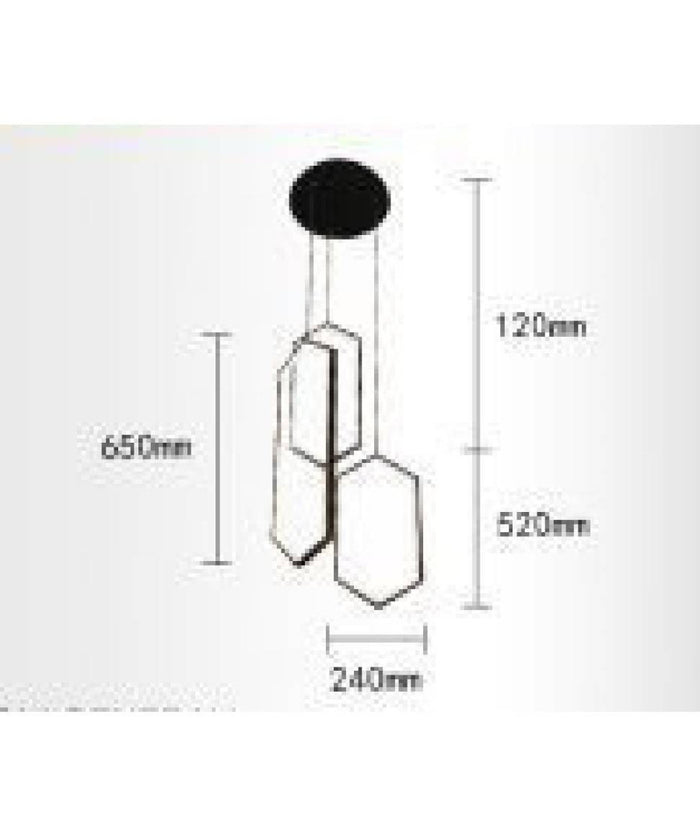 Lampadario A Sospensione Soffitto Led Moderno 70watt Esagoni Pendenti Nero Lp-05         