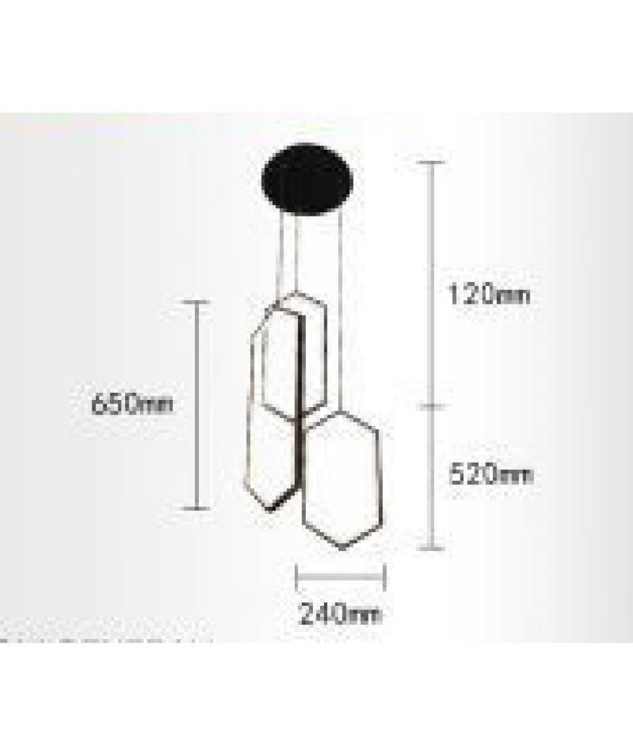 Lampadario A Sospensione Soffitto Led Moderno 70watt Esagoni Pendenti Nero Lp-05         