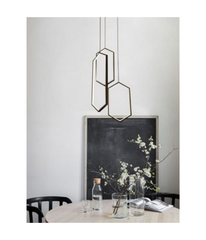 Lampadario A Sospensione Soffitto Led Moderno 70watt Esagoni Pendenti Nero Lp-05         