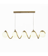 Lampadario A Sospensione Soffitto Twister Con 5 Sfere Vetro Lampada Bronzo G9 B96         
