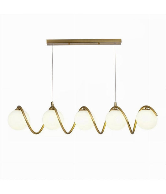 Lampadario A Sospensione Soffitto Twister Con 5 Sfere Vetro Lampada Bronzo G9 B96         