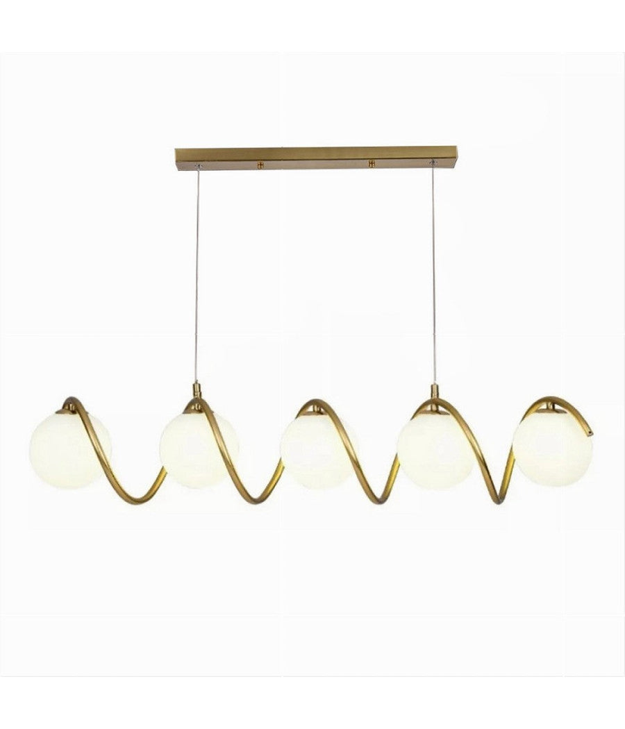 Lampadario A Sospensione Soffitto Twister Con 5 Sfere Vetro Lampada Bronzo G9 B96         