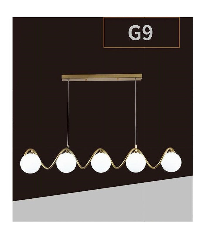 Lampadario A Sospensione Soffitto Twister Con 5 Sfere Vetro Lampada Bronzo G9 B96         