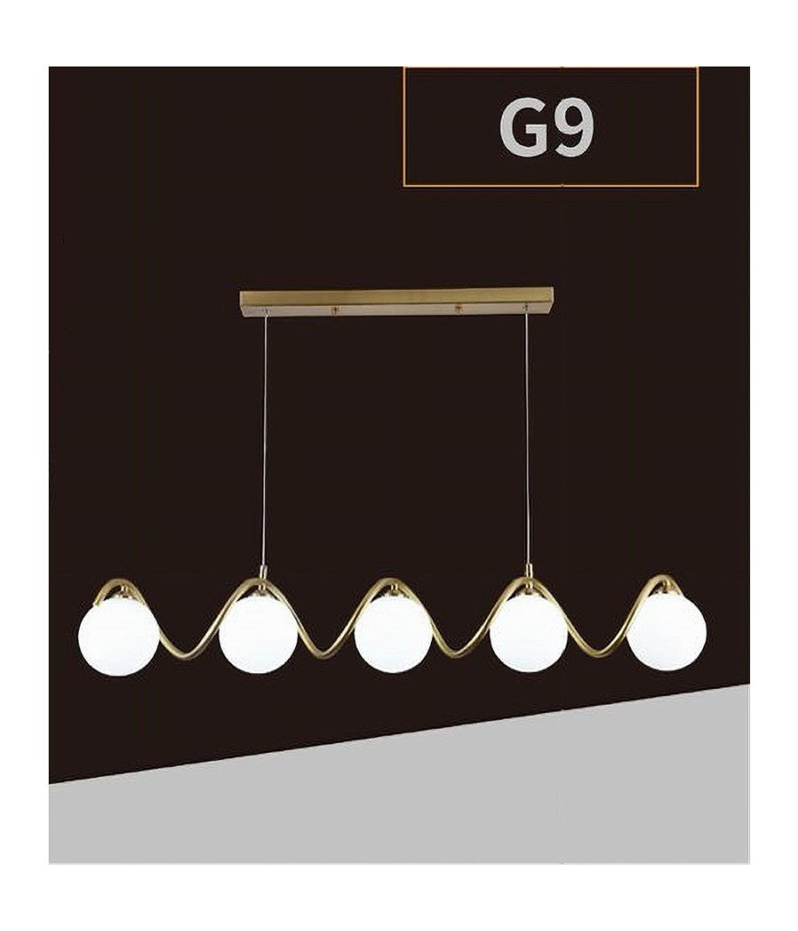 Lampadario A Sospensione Soffitto Twister Con 5 Sfere Vetro Lampada Bronzo G9 B96         